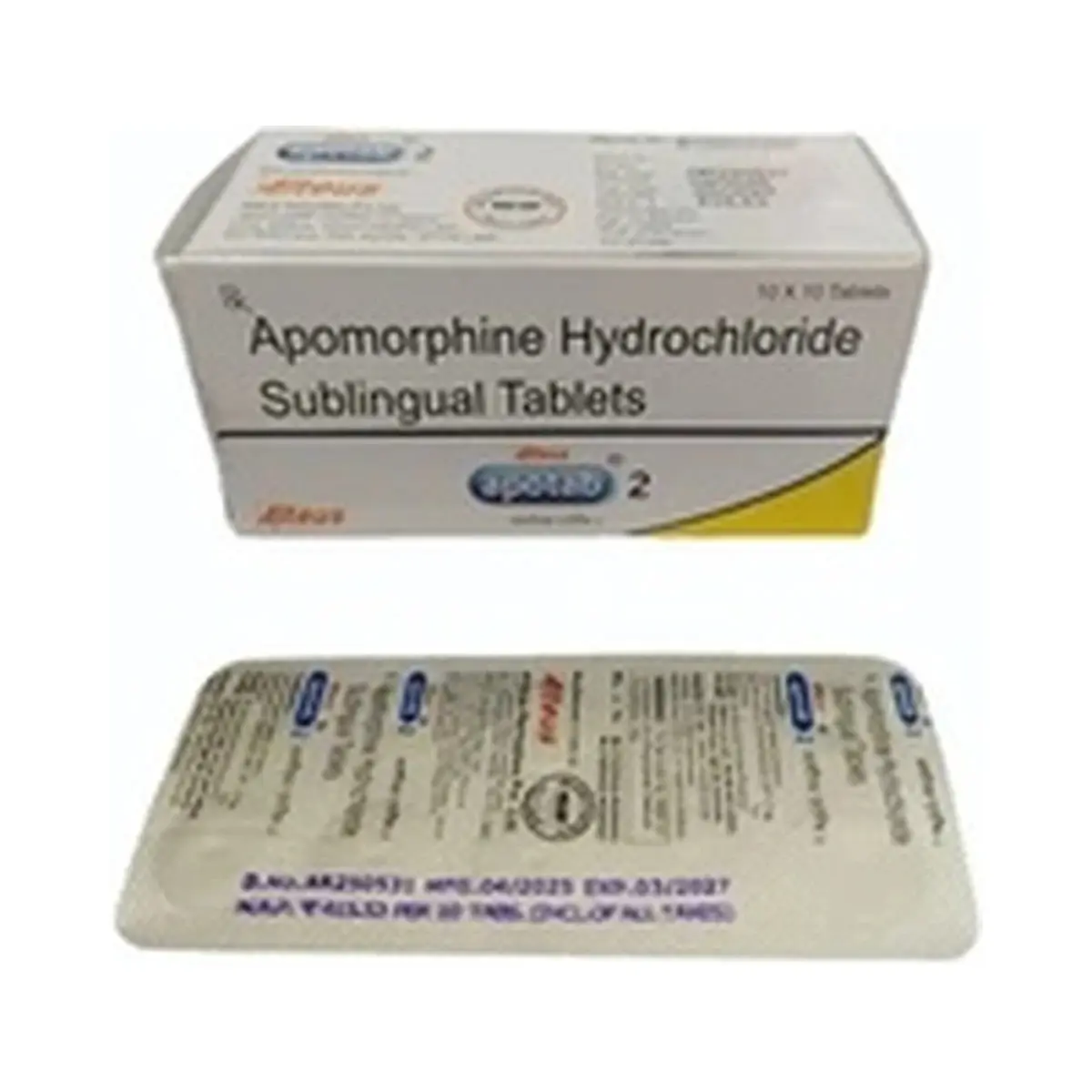 Apotab (Apomorphine) 2 mg sublingual - 10 tablets