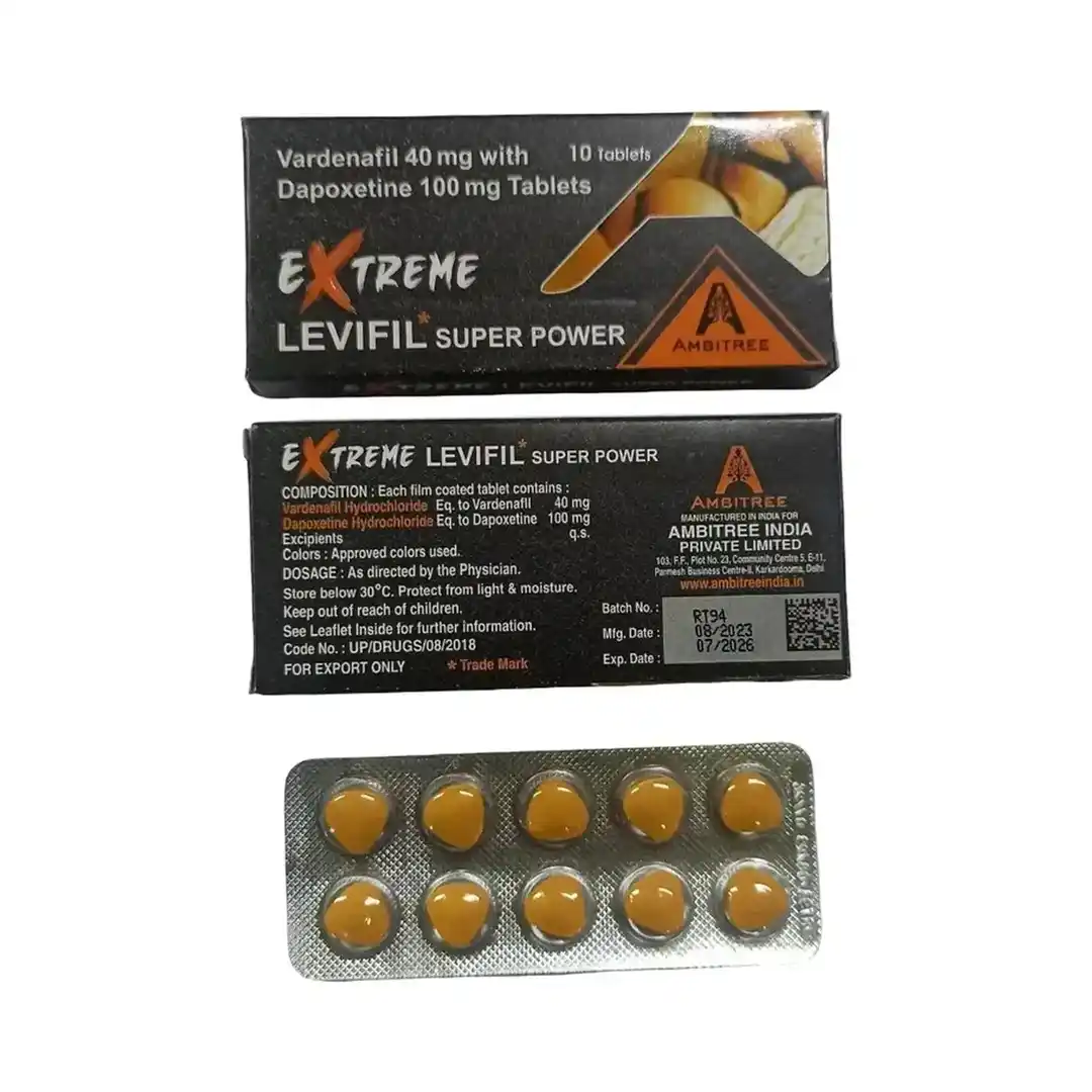 Extreme levifil (Vardenafil + Dapoxetine) 40 mg + 60 mg - 10 tablets