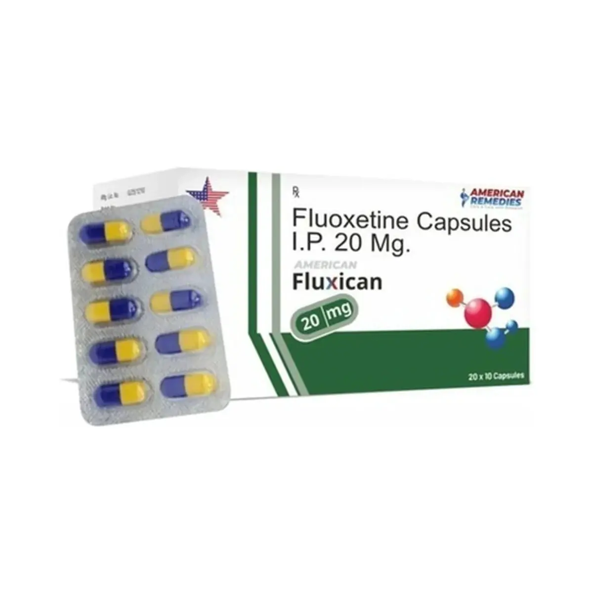 Fluxican (Fluoxetine) 20 mg - 10 capsules