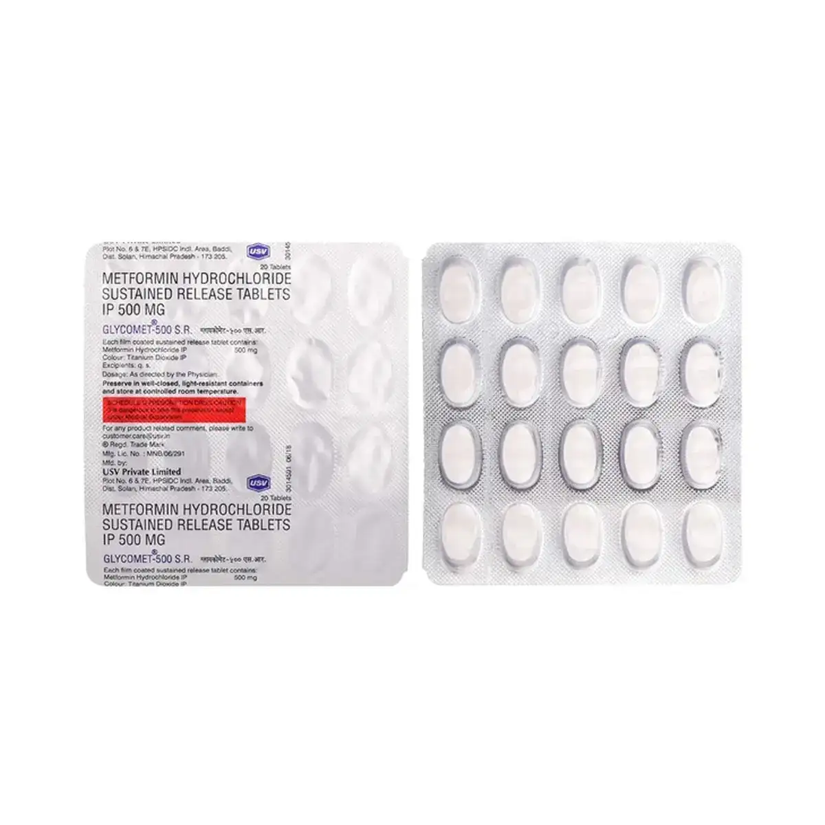 Glycomet (Metformin) 500 SR mg - 20 tablets