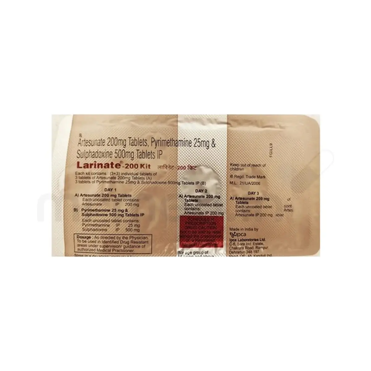 Larinate SP (Artesunate) 200/500/25 mg - 6 tablets