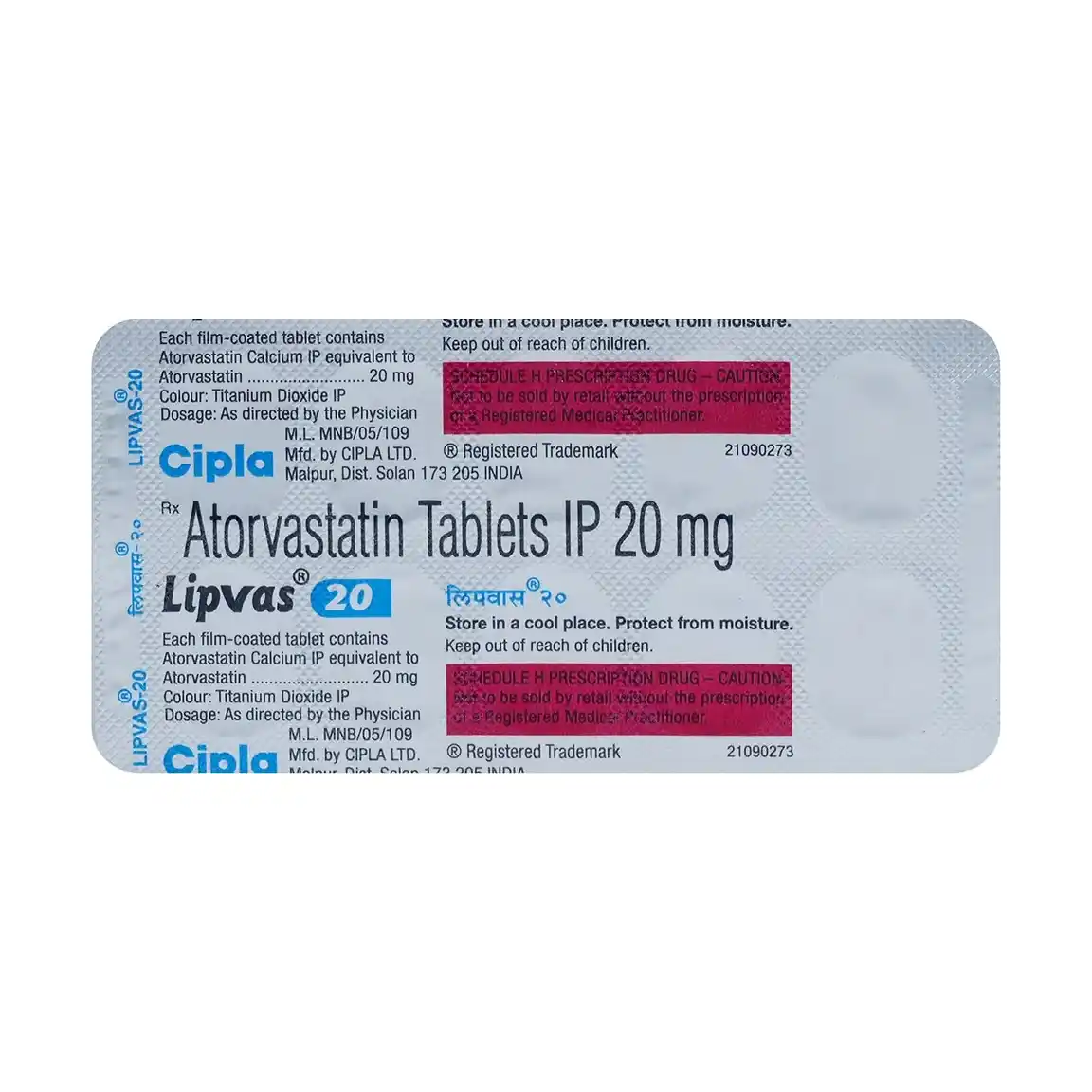 Lipvas (Atorvastatin) 20 mg - 10 tablets