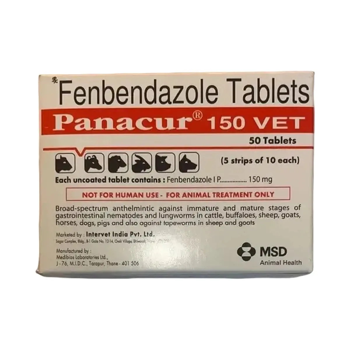 Panacur (Fenbendazole) 150 mg - 10 tablets
