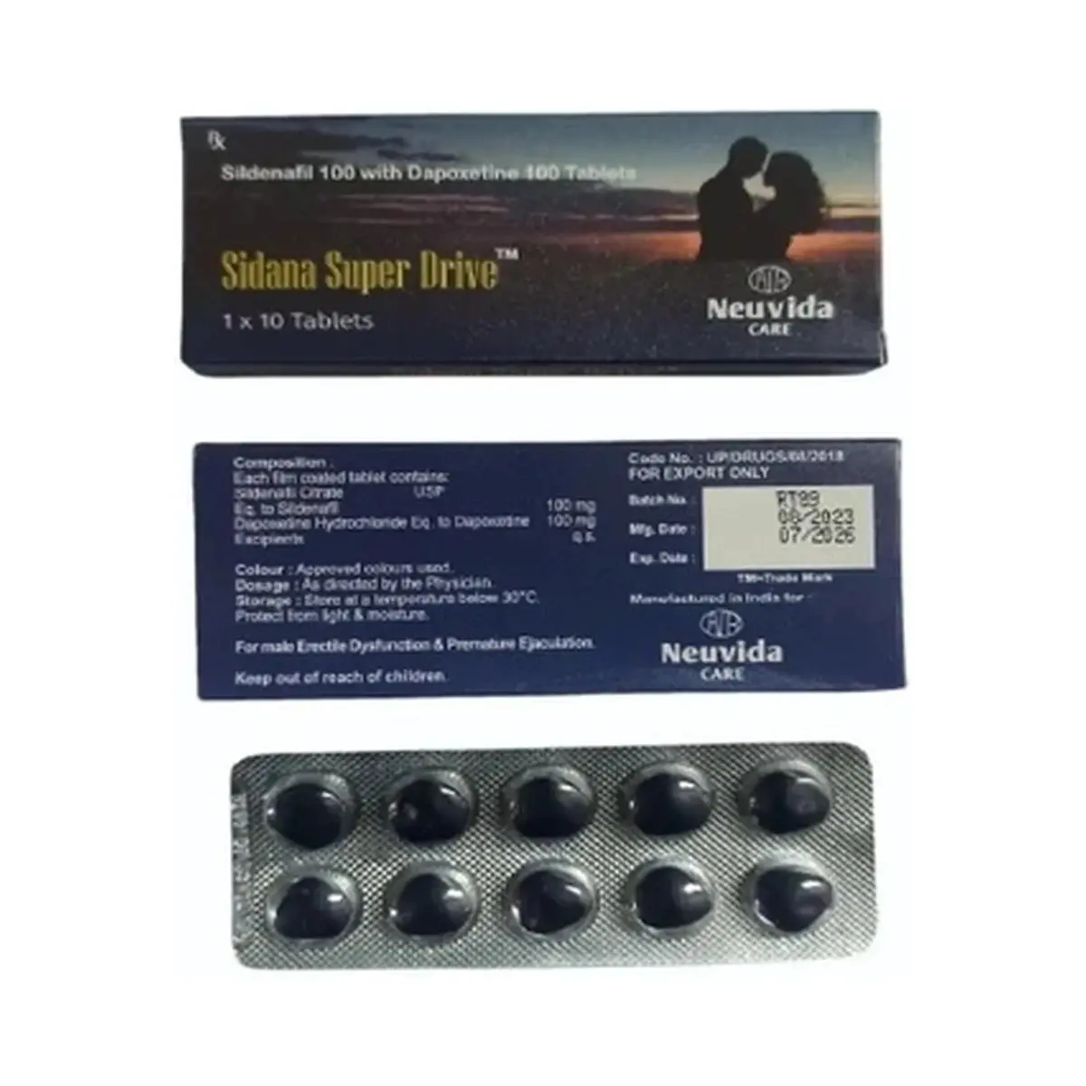 Sidana super drive (Sildenafil + Dapoxetine) 160 mg - 10 tablets