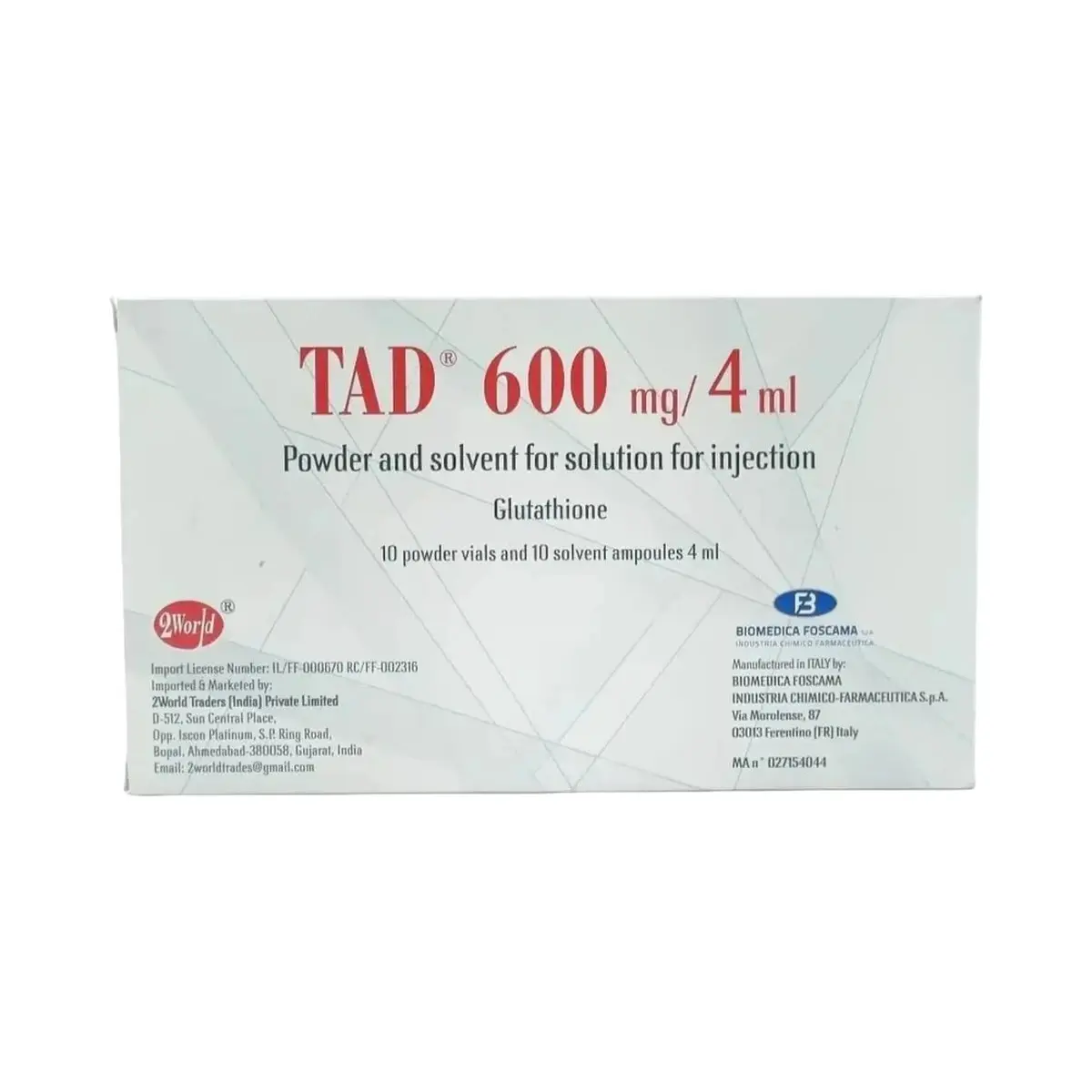 Tad (Glutathione) 600 mg. (1 injection)