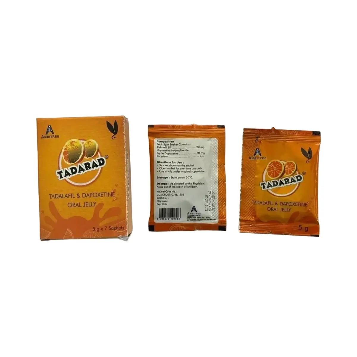 Tadarad jelly (Tadalafil + Dapoxetine) 20 mg + 60 mg - 7 sachets