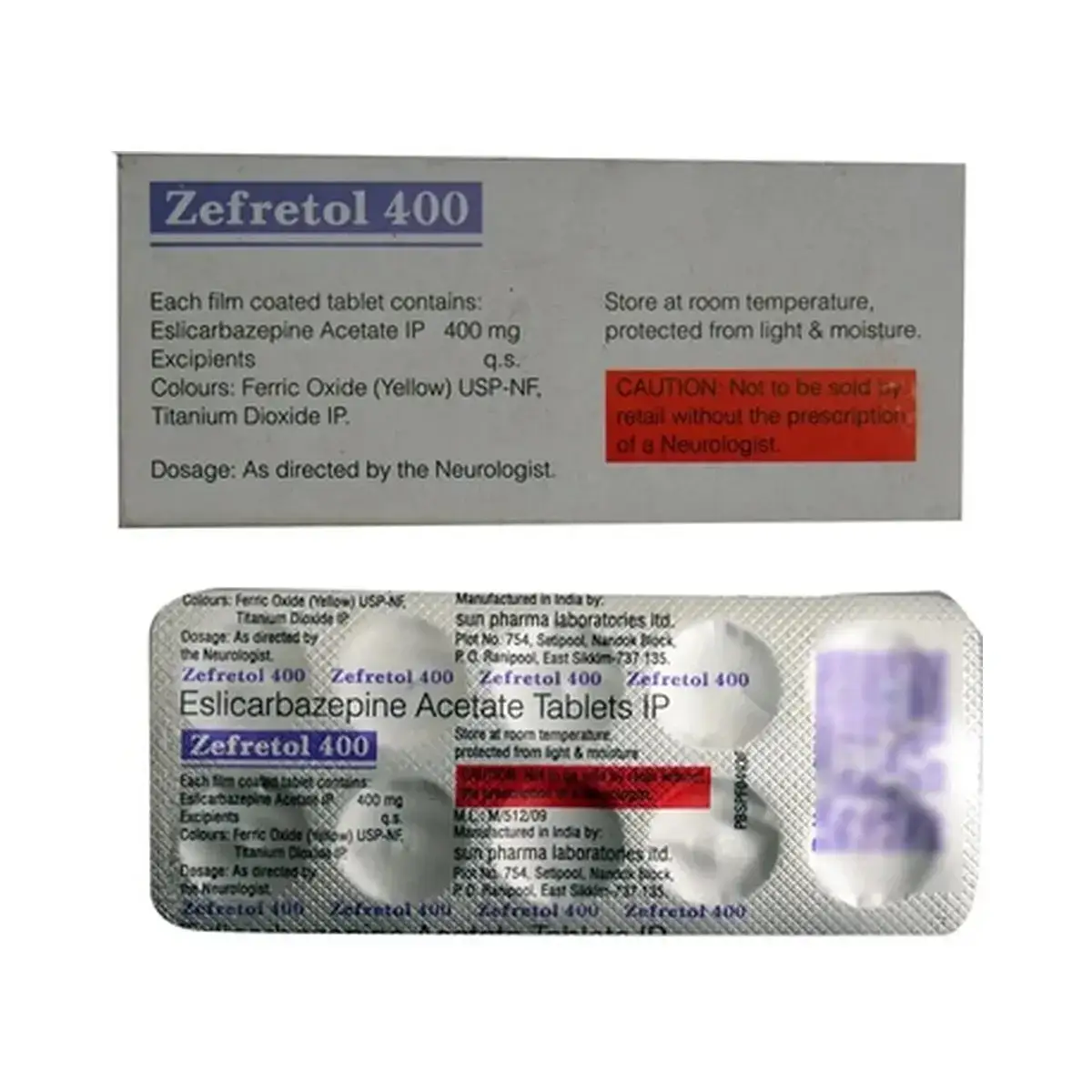 Zefretol (Eslicarbazepine) 400 mg - 10 tablets